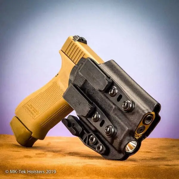 Glock 19 with Enforce APLc light IWB Holster Conceal carrying a Glock