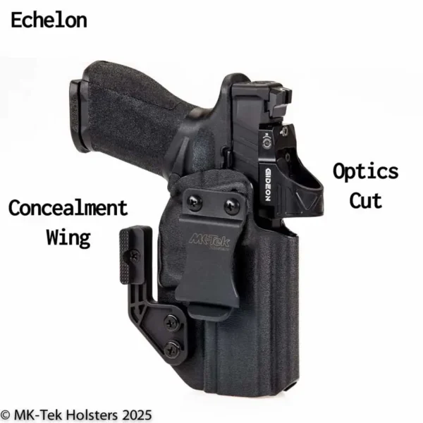 Echelon holster with concealment wing and optics cut
