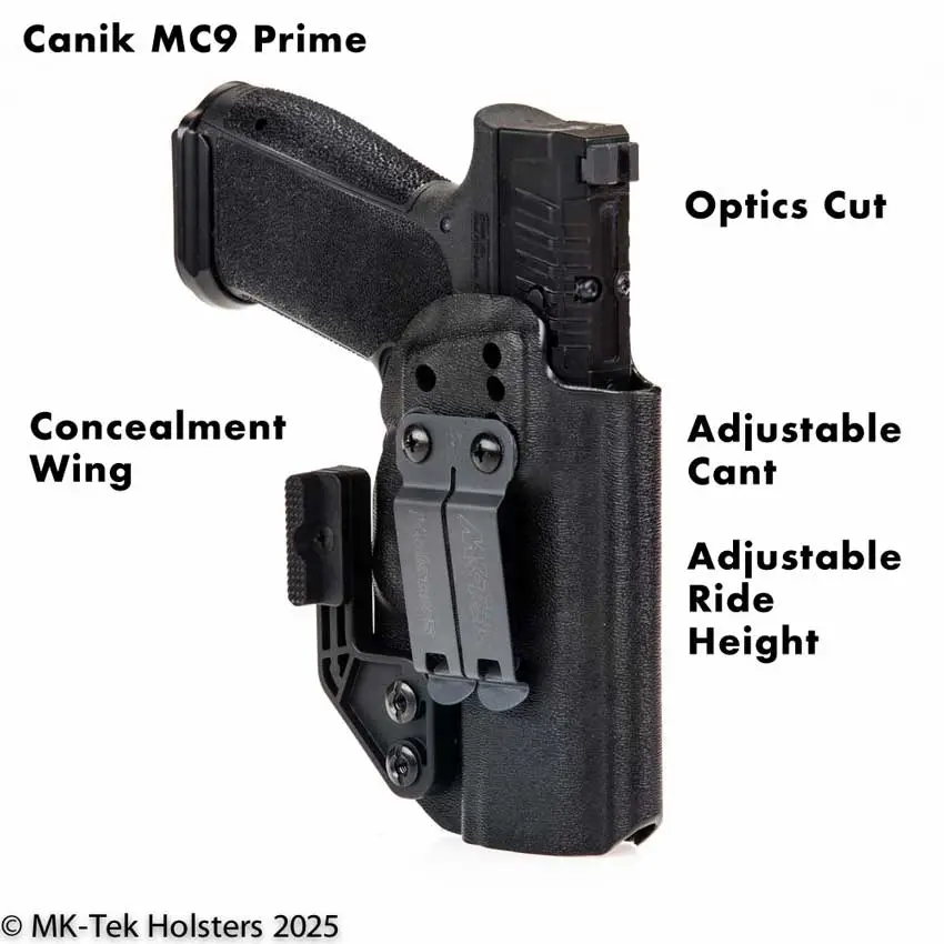 Canik MC9 Prime IWB Holster with Wing and DCC Clip, adjustable