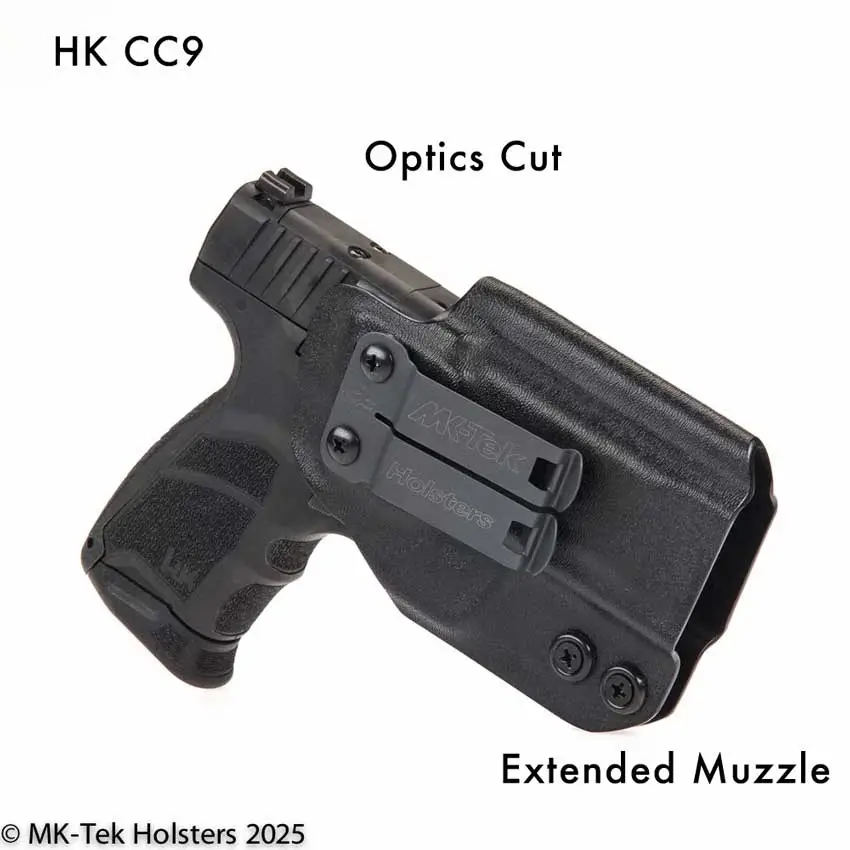 HK CC9 holster extended muzzle